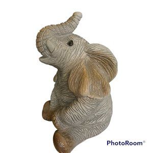 Elephant Figurine Adopt A Pet Art Collectibles Trunk Up 5”